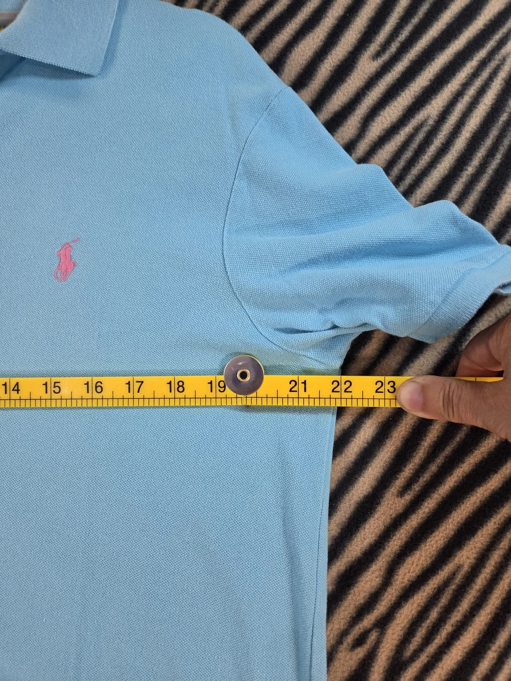 Polo by Ralph Lauren Men’s Light Blue Polo Shirt with Pink Pony